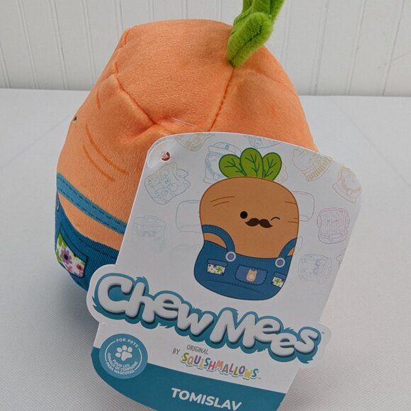 Squishmallows Chew Mees Tomislav Dog Toy Plush 4" Carrot Squeaker Crinkle Pet - Picture 2 of 7